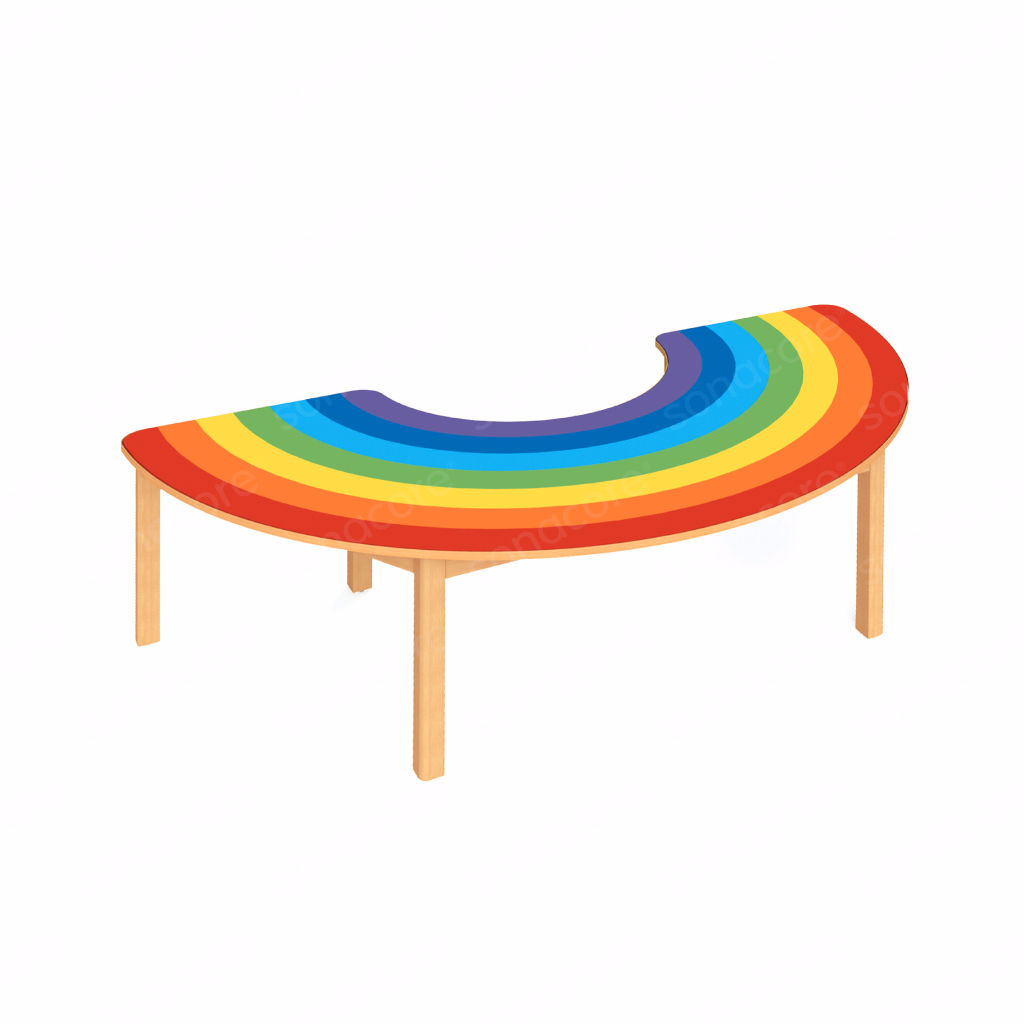 Multipurpose Table - Half Ring 180x90cm - Crayons Range - Rainbow
