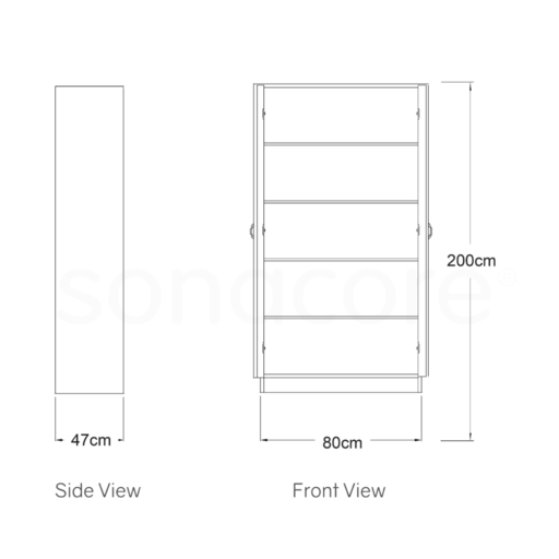 Cabinet Tall - 5 Shelf with Shutter - Bav Beech - Image 3
