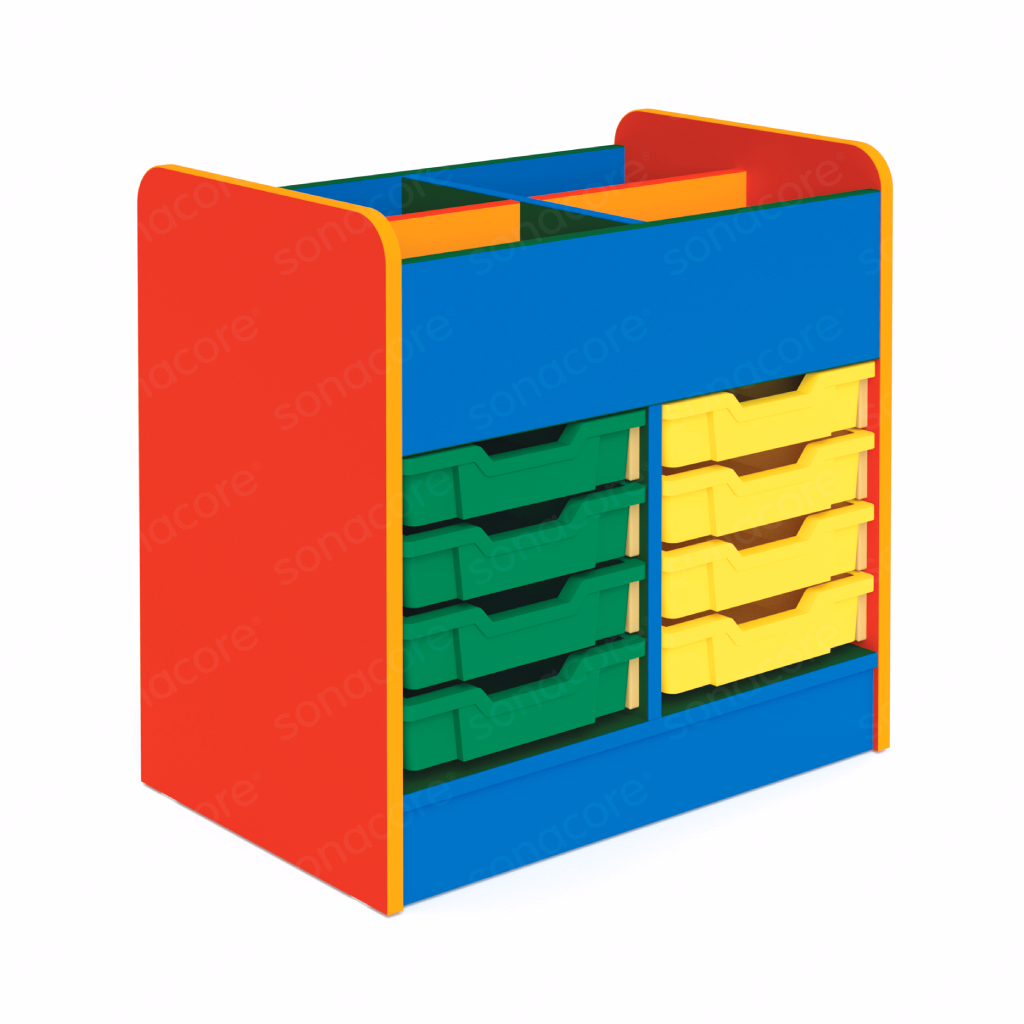 Tray Unit - 4x4 with Top Storage - Colour Burst - with 16 F1 Gratnells Trays