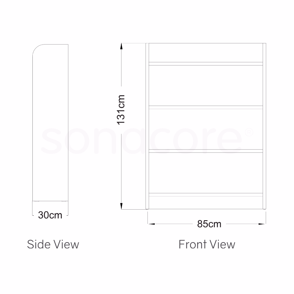 Library Bookshelf - Single Sided - 4 Level - Bav Beech Finish - Image 2