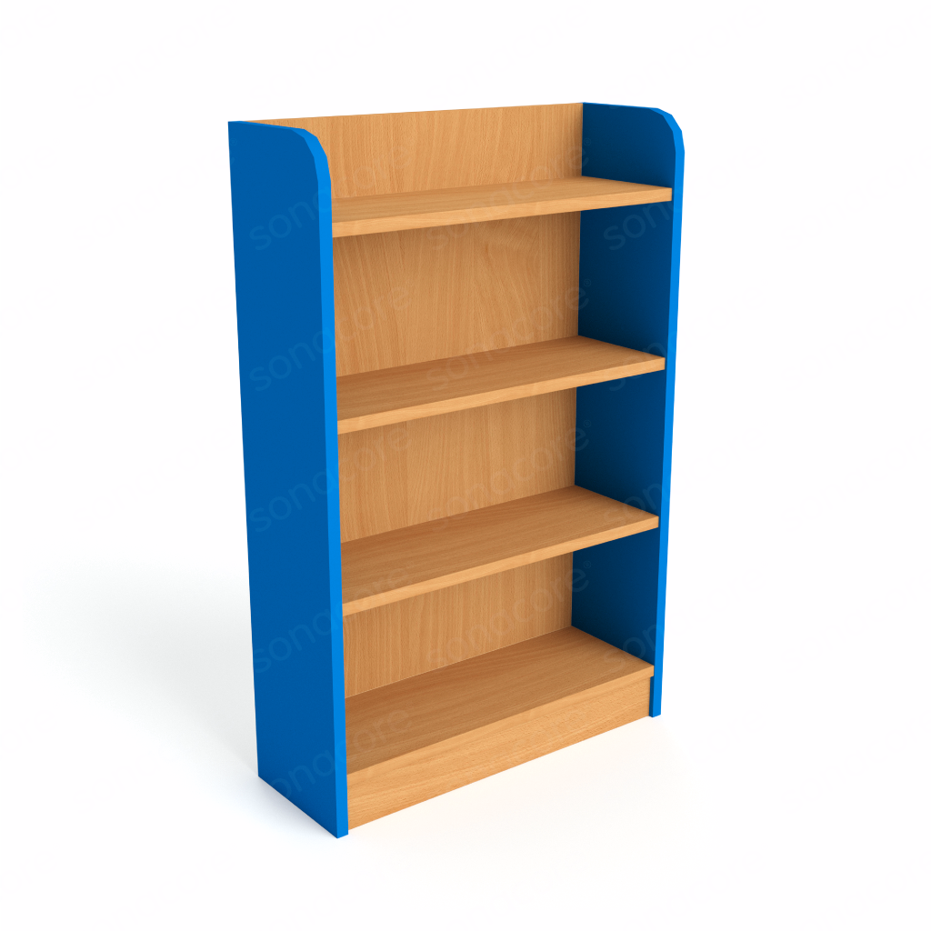 Library Bookshelf - Single Sided - 4 Level - Blue