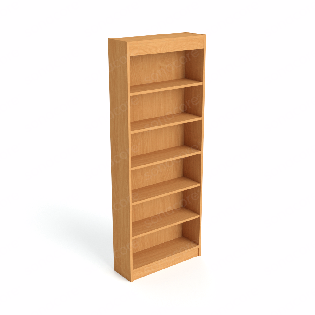 Library Bookshelf - Single Sided - 6 Level - Bav Beech Finish