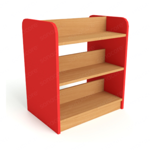 Library Bookshelf - Double Sided - 3 Level - Red
