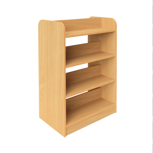 Library Bookshelf - Double Sided - 4 Level - Bav Beech Finish