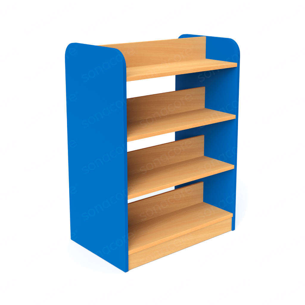 Library Bookshelf - Double Sided - 4 Level - Blue