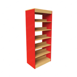 Library Bookshelf - Double Sided - 6 Level - Red
