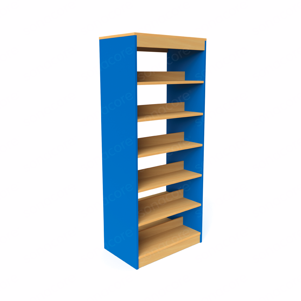 Library Bookshelf - Double Sided - 6 Level - Blue