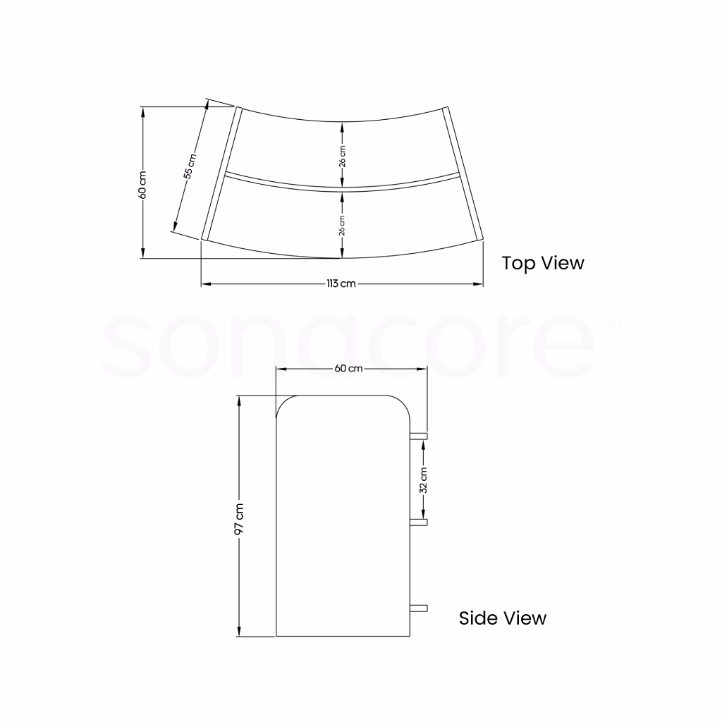 Library Bookshelf - Curved Double Sided - 3 Level - Bav Beech Finish - Image 2