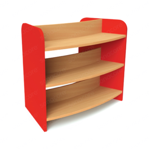 Library Bookshelf - Curved Double Sided - 3 Level - Red